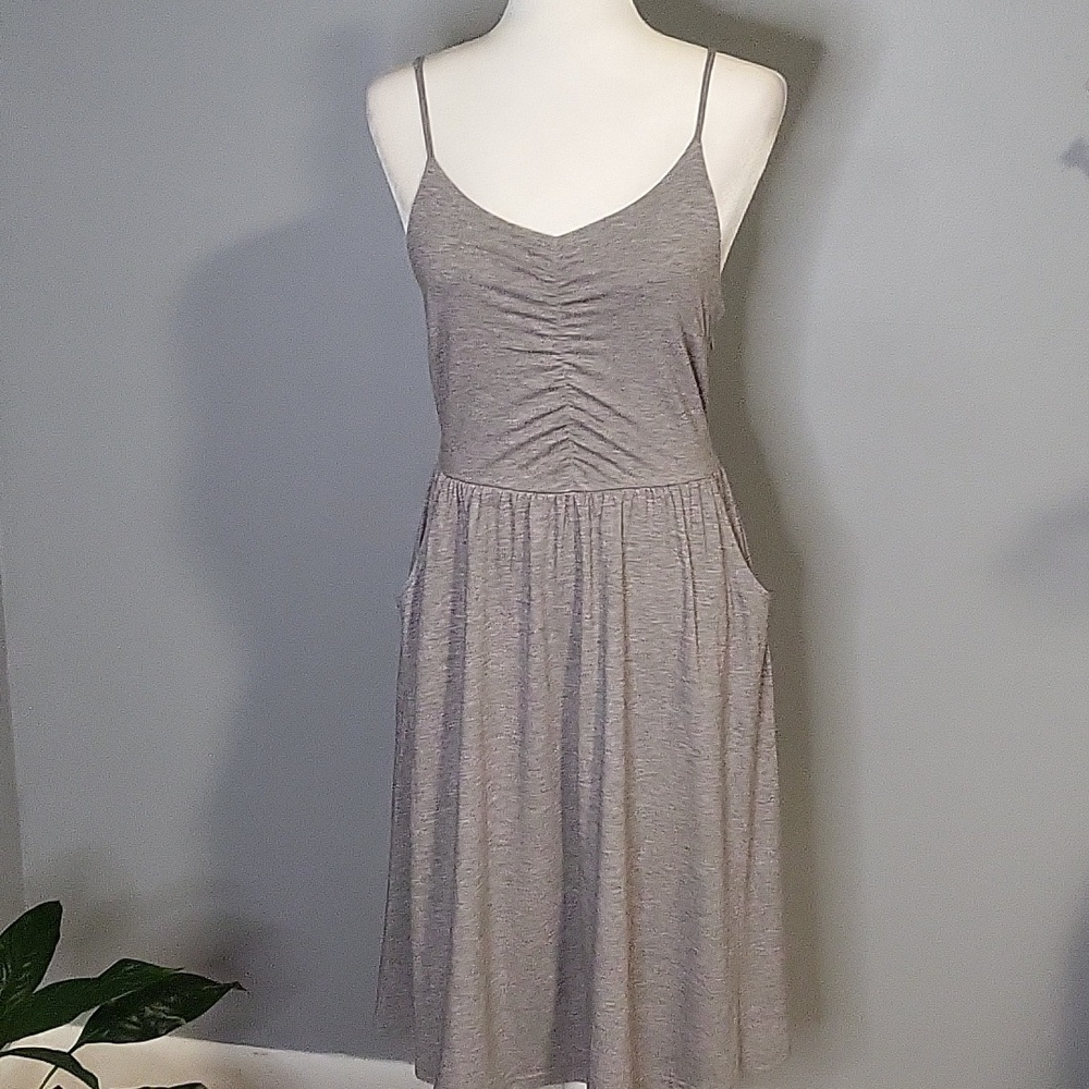 Yathon Spaghetti Strap Ruched Bodice Hidden Side Zip Dress - Size S